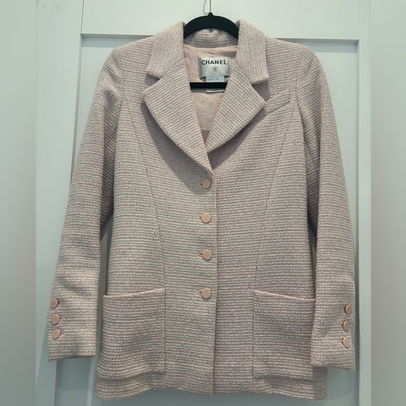 Authentic Chanel Vintage 2003 Pink Tweed Boucle Blazer Jacket Size 34 03P